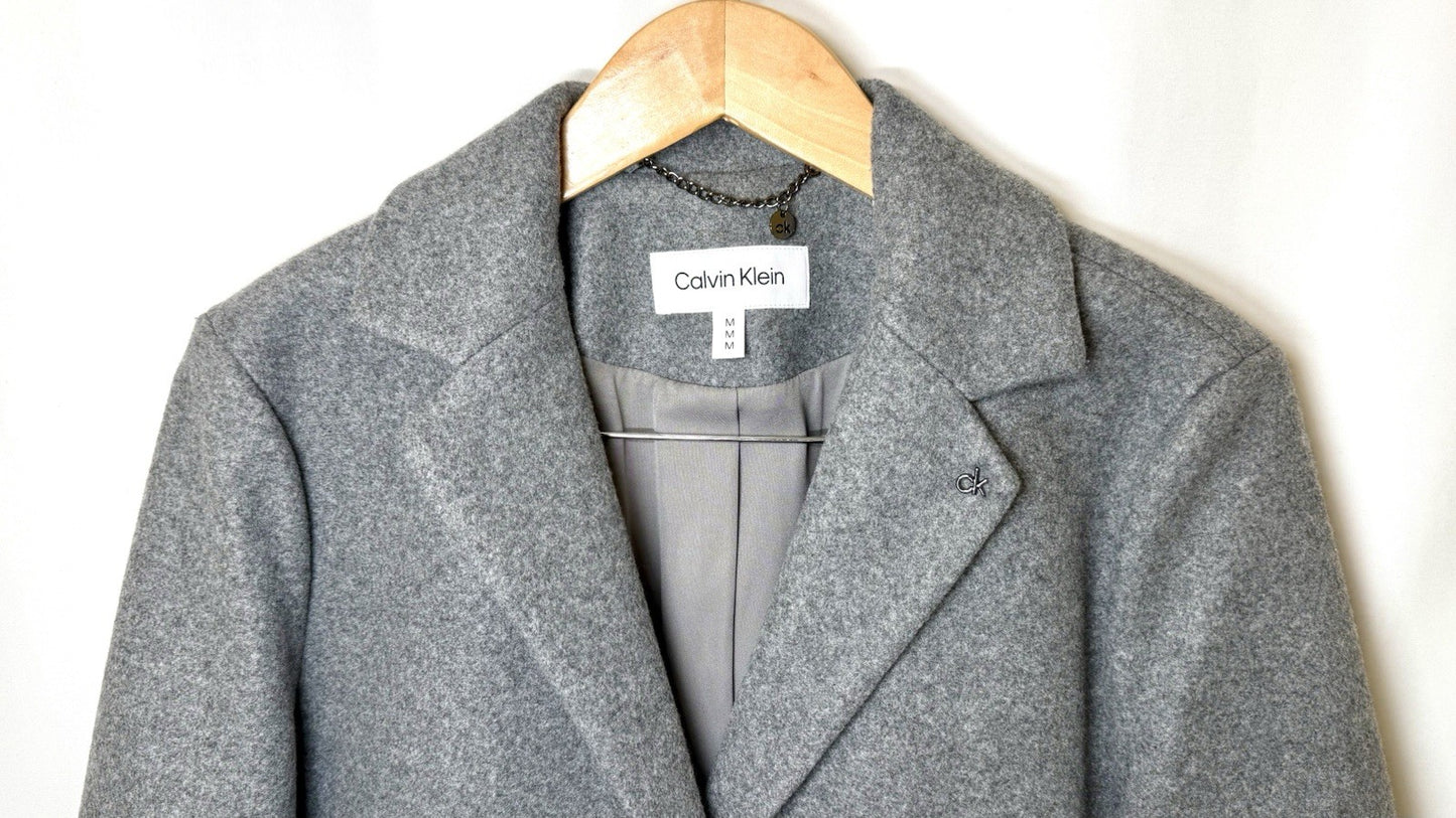 Calvin Klein Gray Double Breasted Mid-Length Pea Coat Women Long Sleeve Size M