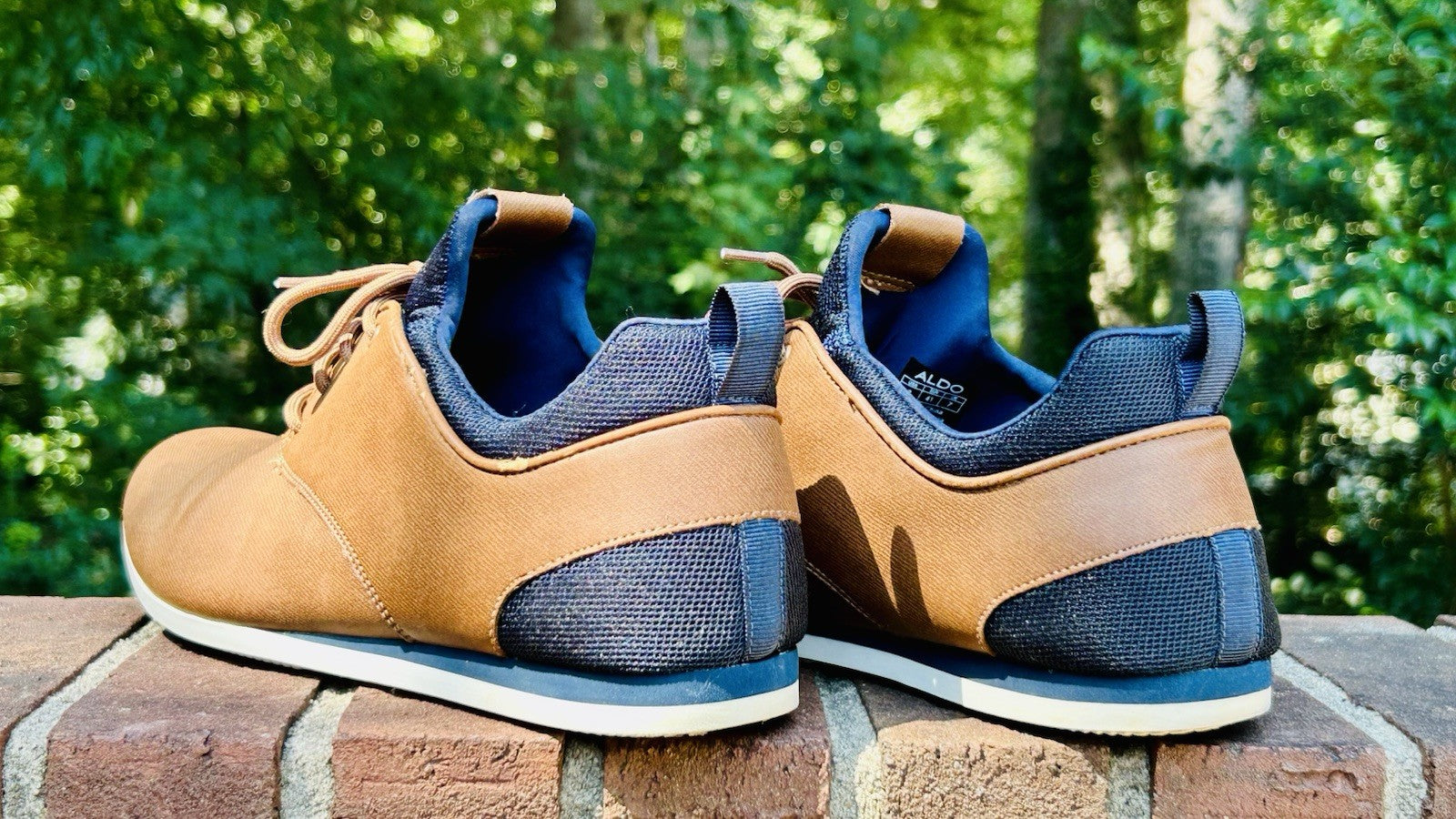 Aldo Mens Preilia Brown Blue Lace Up Low Top Round Toe Sneaker Shoes Size 8