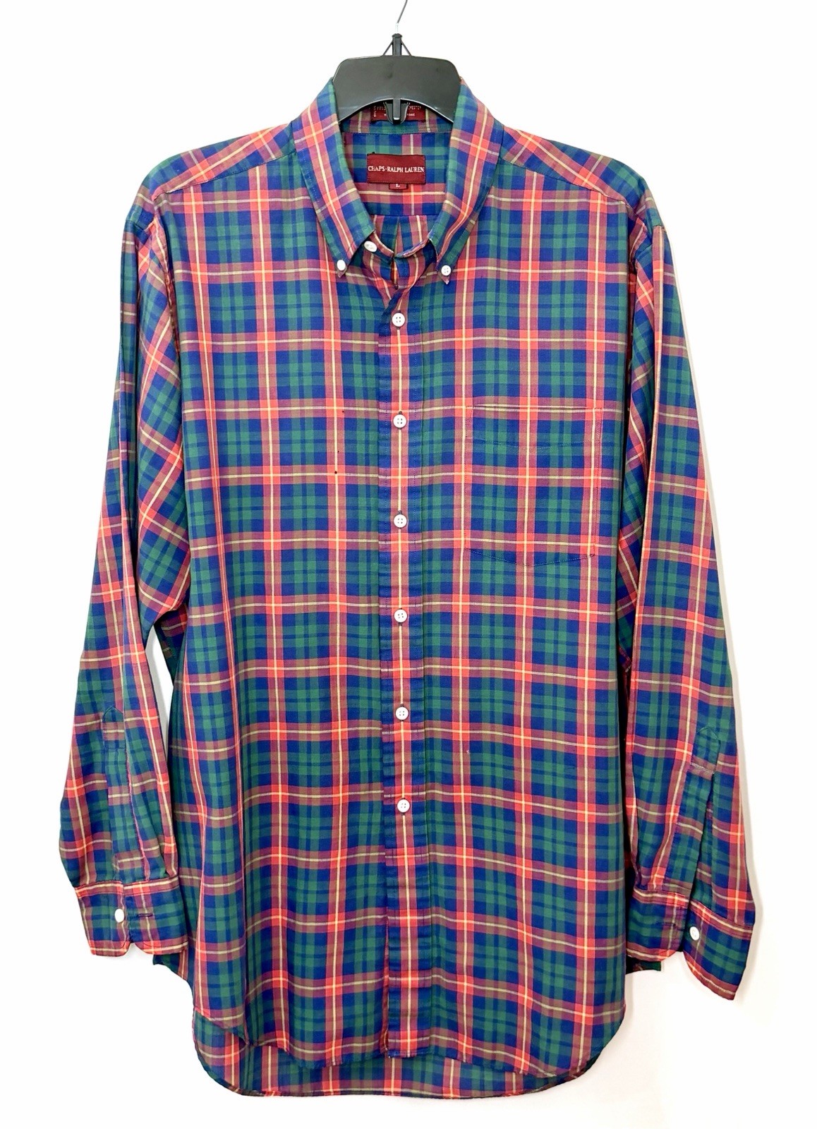Vintage 90s Chaps Ralph Lauren Shirt Mens Large Red Green Plaid Button Down