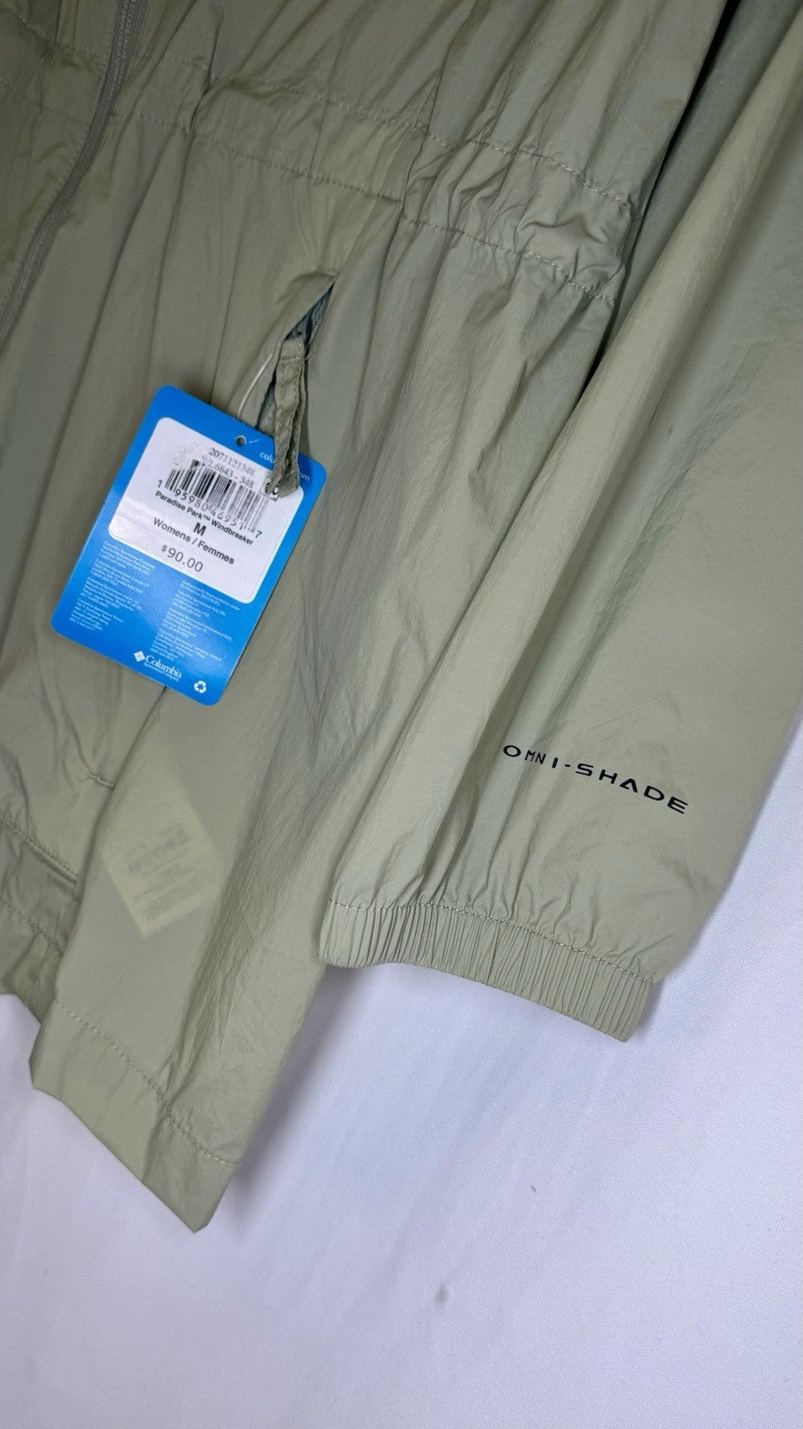 NWT Columbia Women’s Windbreaker Zip-Up Jacket Water Resistant Sage Green Hooded