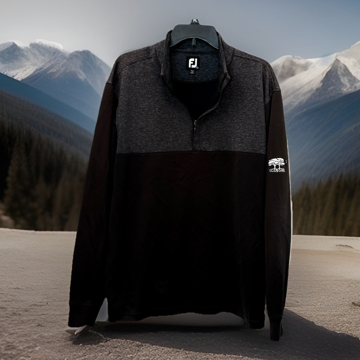 FootJoy XL Heather Yoke Half-Zip Golf Pullover Mid-Layer Black Gray Glen Oaks