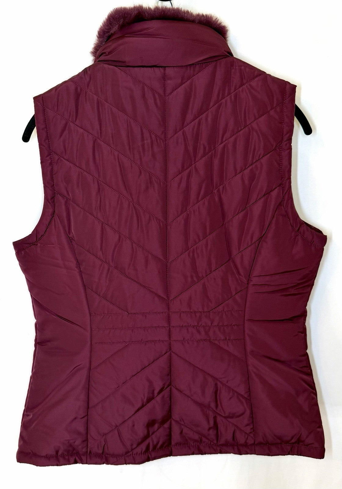 Calvin Klein Burgundy Puffer Vest  Zip Front Zip Pockets Polyester Size Medium