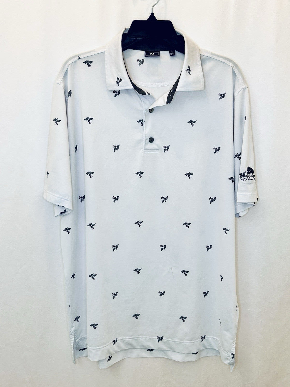 FOOTJOY EU THISTLE PRINT LISLE MENS GOLF POLO SHIRT WHITE MEN’S LARGE | $96 New