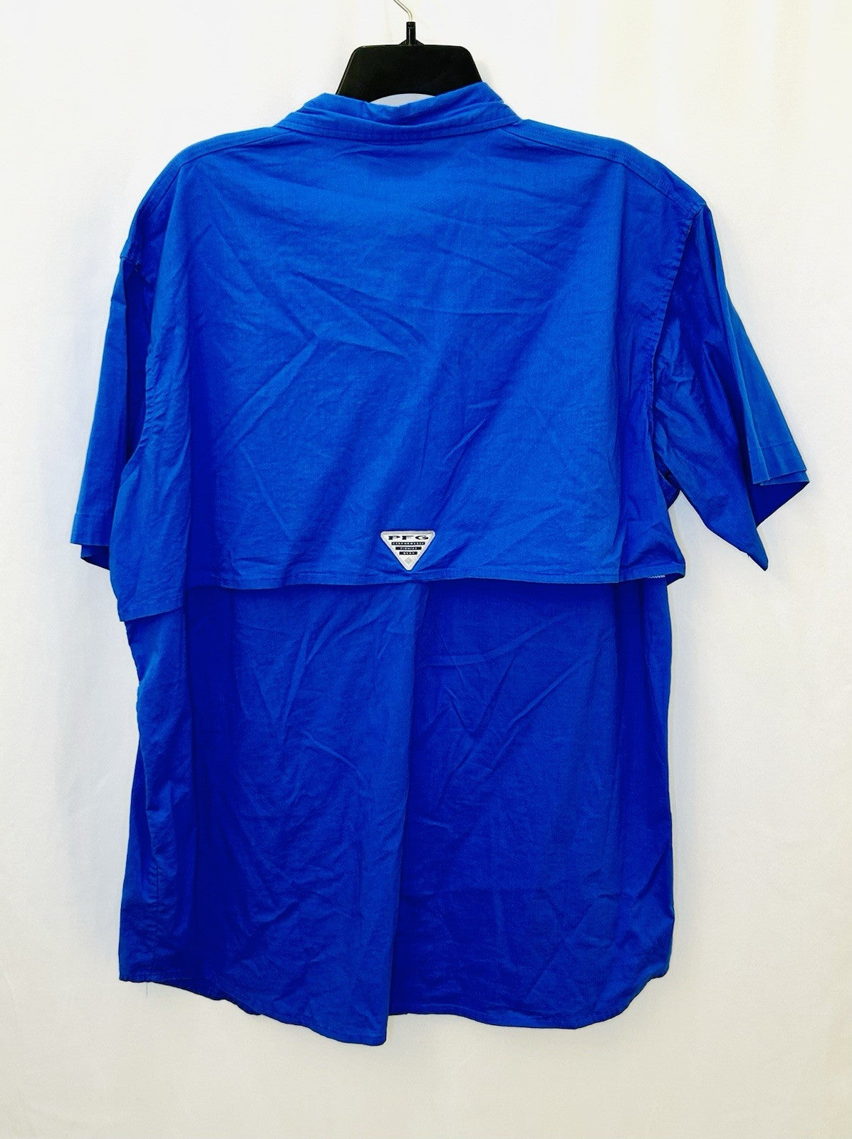 Columbia PFG Short Sleeve Shirt Sz XL Vivid Blue Fishing Button Down Vented 