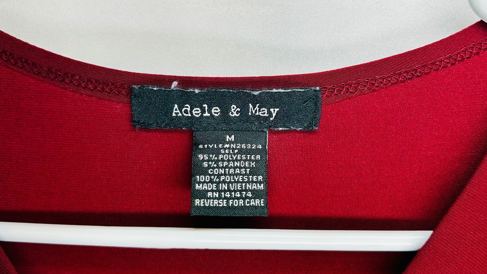 Adele & May Woman's Red Sheer Sleeve V-Neck Blouse Size Medium