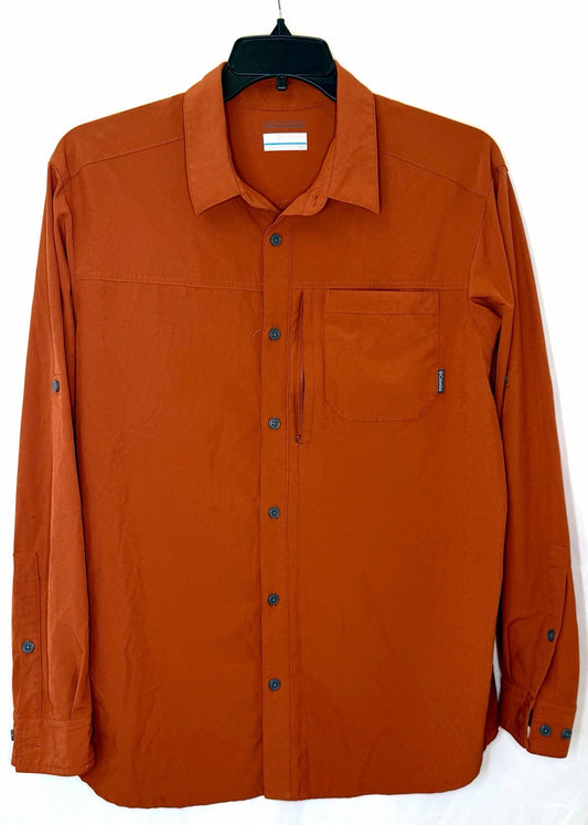 Columbia Shirt Men Large Red/Orange Button-Up Omni-Wick Advanced Evaporation
