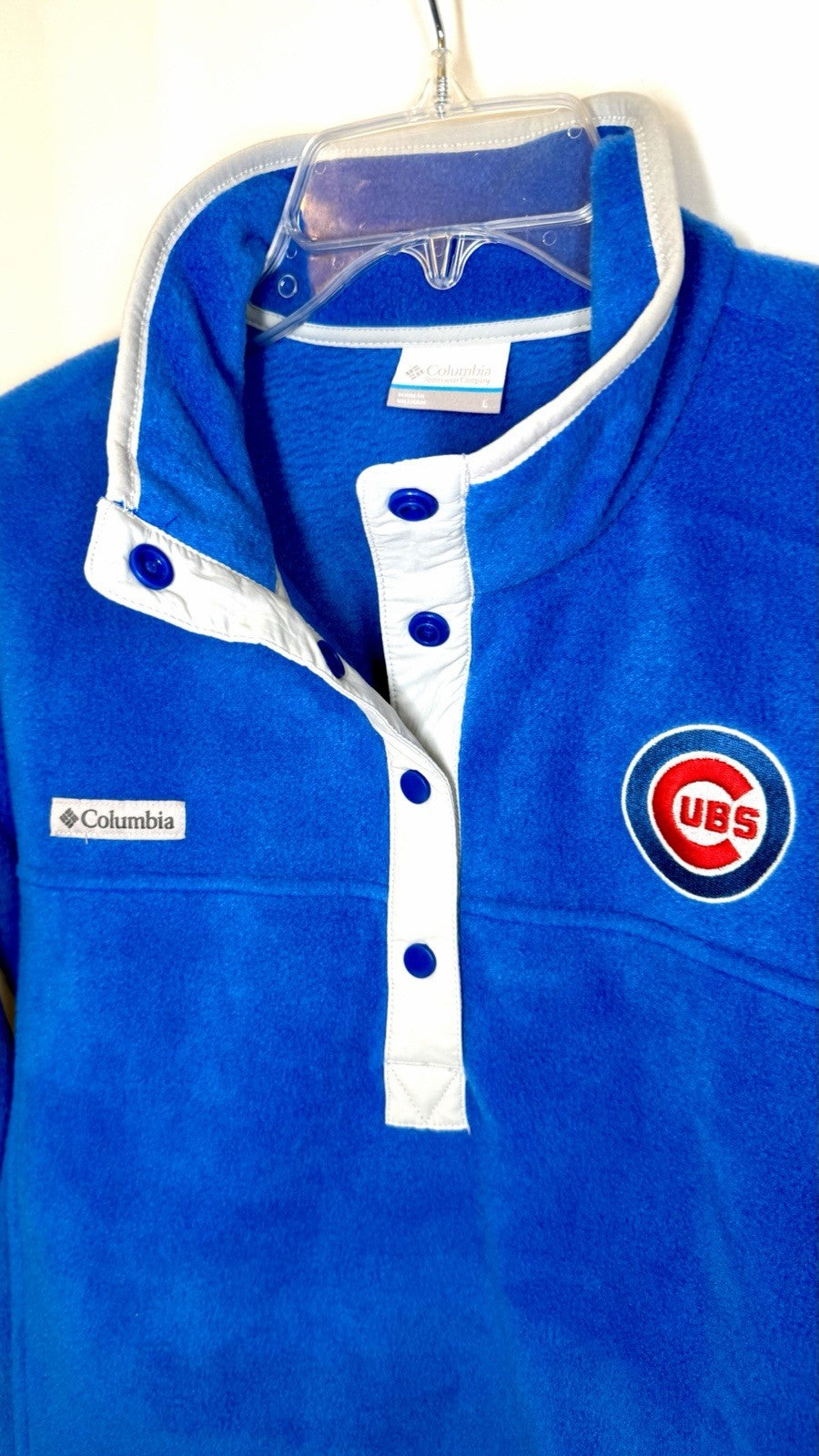 Columbia Women’s 1/4 Snap Fleece Pullover MLB Chicago Cubs Blue Large NWOT