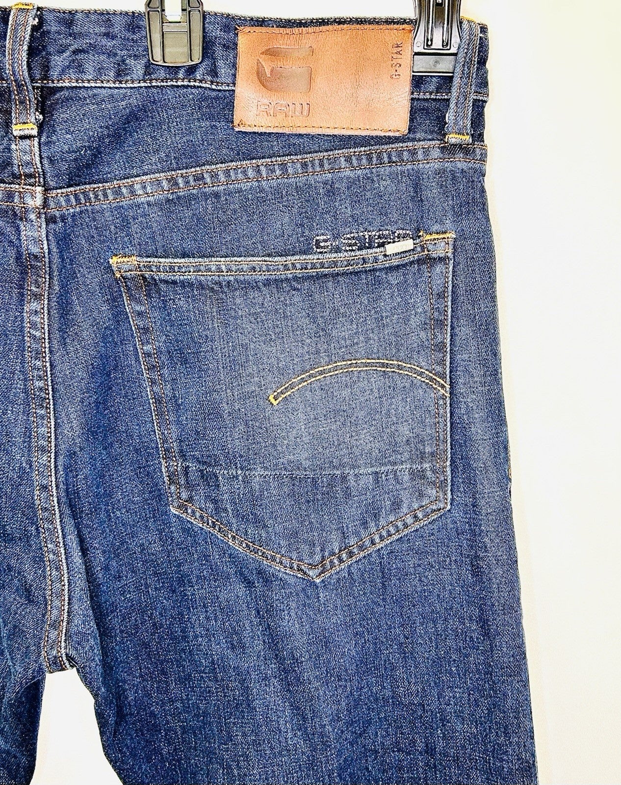 G-Star Raw Jeans Men’s 34x30 Blue Denim Slim 3301 Straight (Tag Reads 34/32)