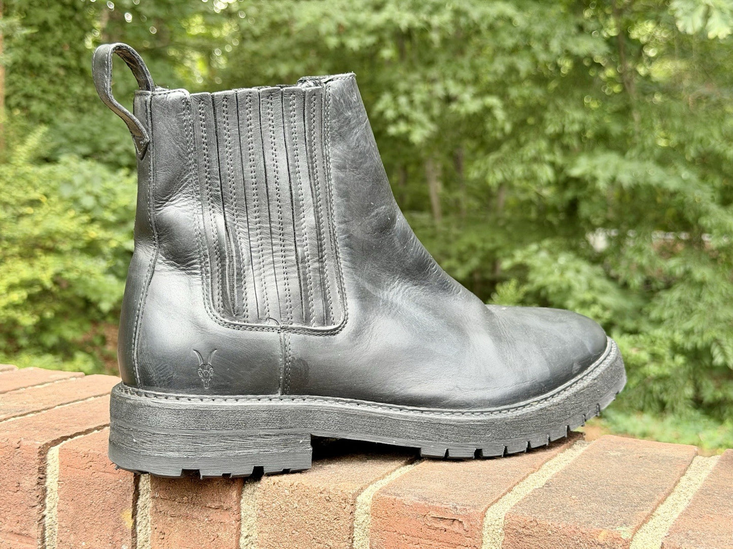 AllSaints Bloom Men's Chelsea Boots Washed Black Leather Lug Sole Size 46 US 13