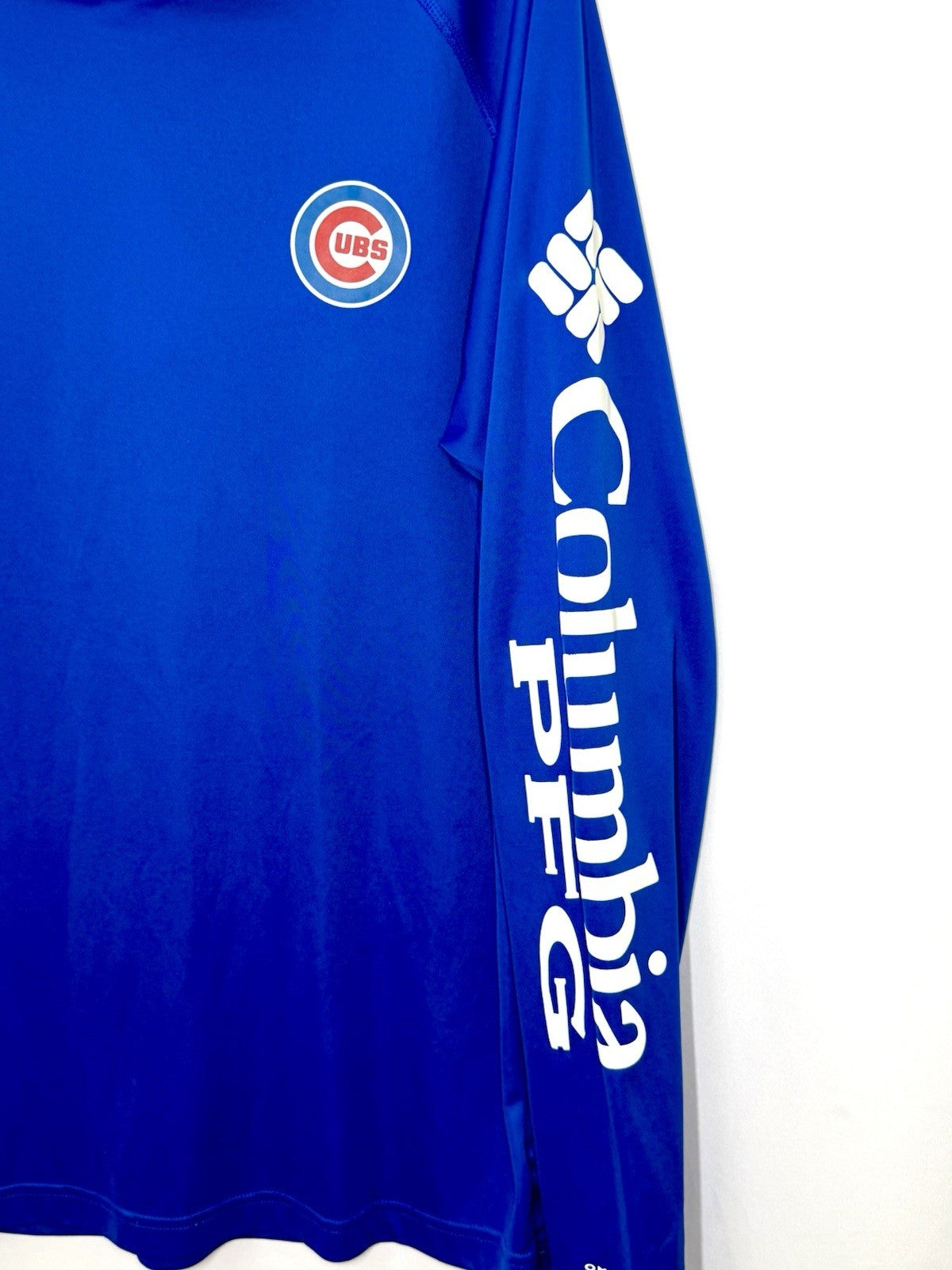 Columbia Royal Chicago Cubs Terminal Tackle L/S Hoodie T-Shirt Men’s Medium
