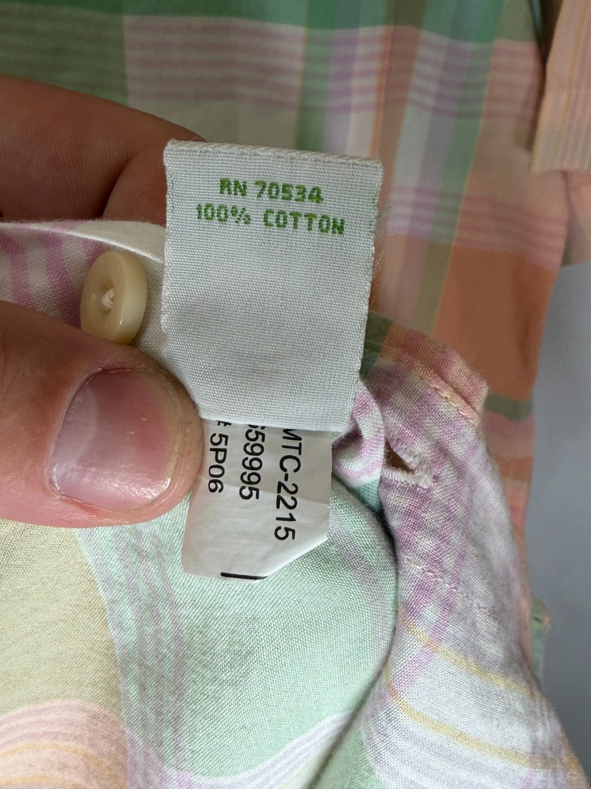 Orvis Mens Shirt S Small Green Orange Plaid Short Sleeve Cotton Button Down