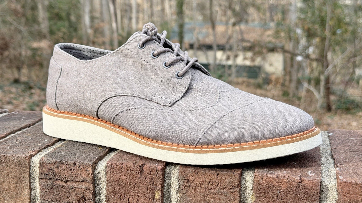 TOMS Brogue Oxford Men’s Size 11 - Dary Gray Leather/Washed Canvas - New w/o Box