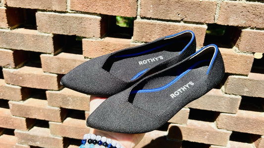 Rothys The Point Ballet Flats Womens W7 Black Knit Fabric Casual Comfort Shoes