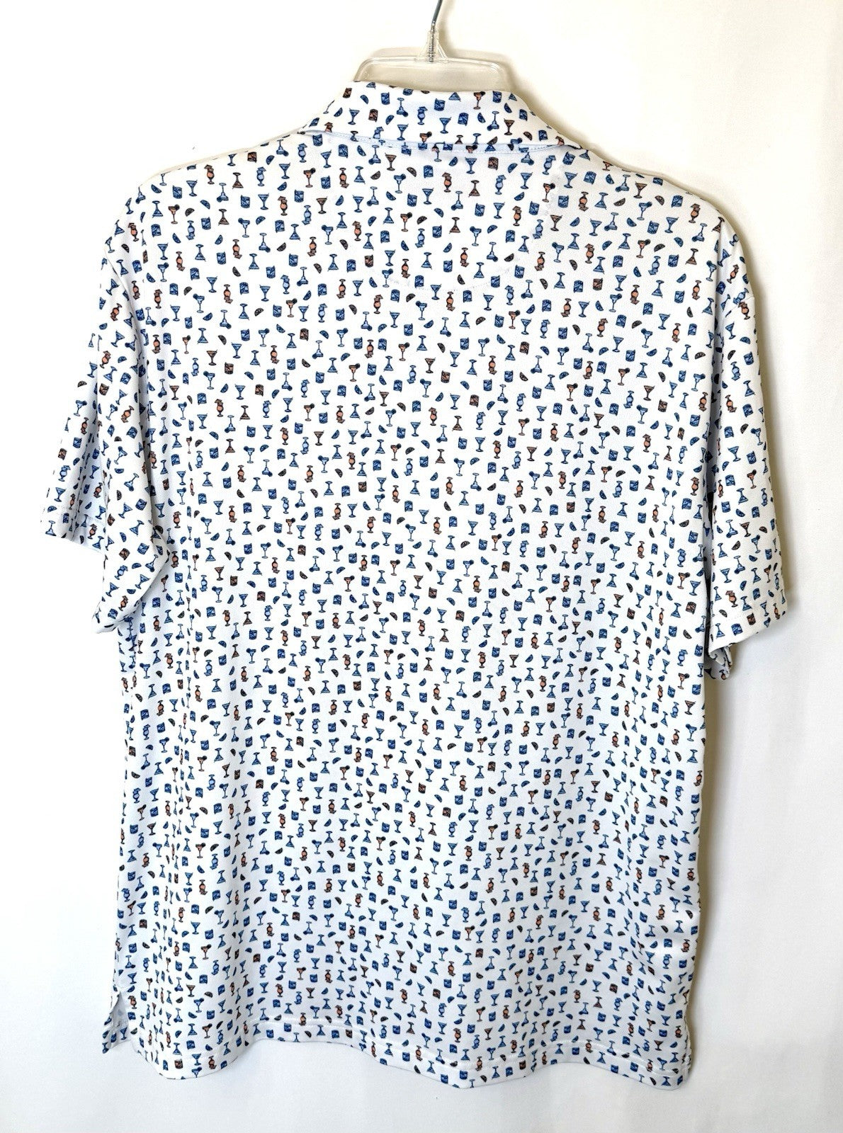Ben Hogan Golf Performance Polo Shirt Mens Medium Multi Martini Drinks Patterned