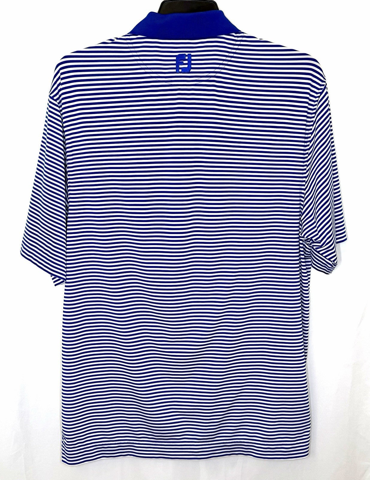 FootJoy FJ Blue & White Stripe Short Sleeve Mens Size M Golf Polo Active Shirt