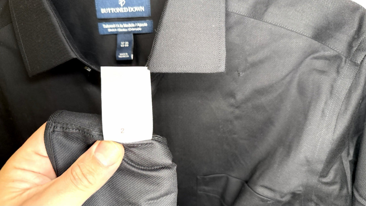 Buttoned Down Men's Tailored Fit Stretch Poplin Dress Shirt 17/35/43/89