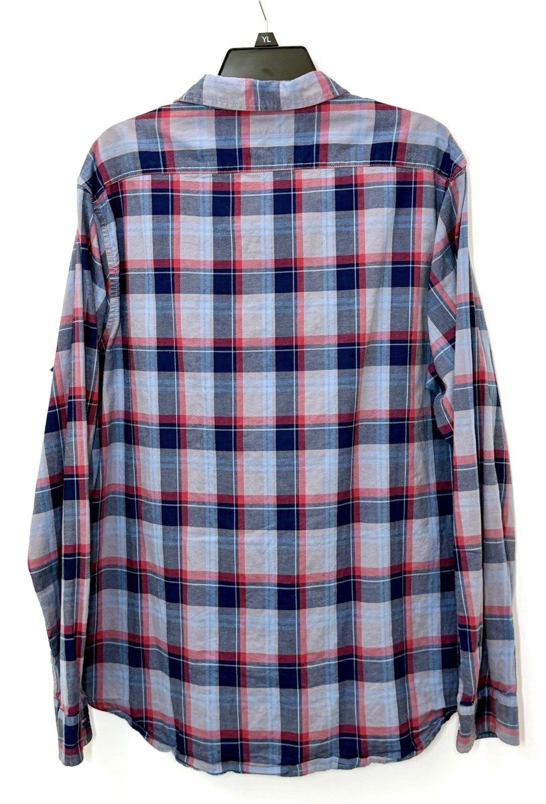 Taylor Vintage Indigo Shirt Blue Plaid L/S Button Up Pockets Cotton Men’s Sz XL
