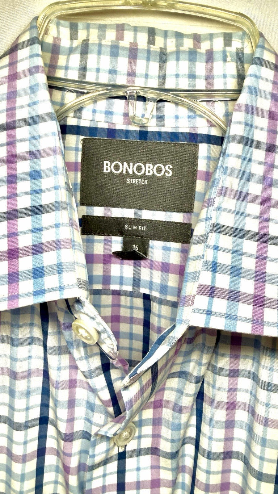 Bonobos Mens Slim Fit Spandex Nylon Blend Long Sleeve Button Down Size Large