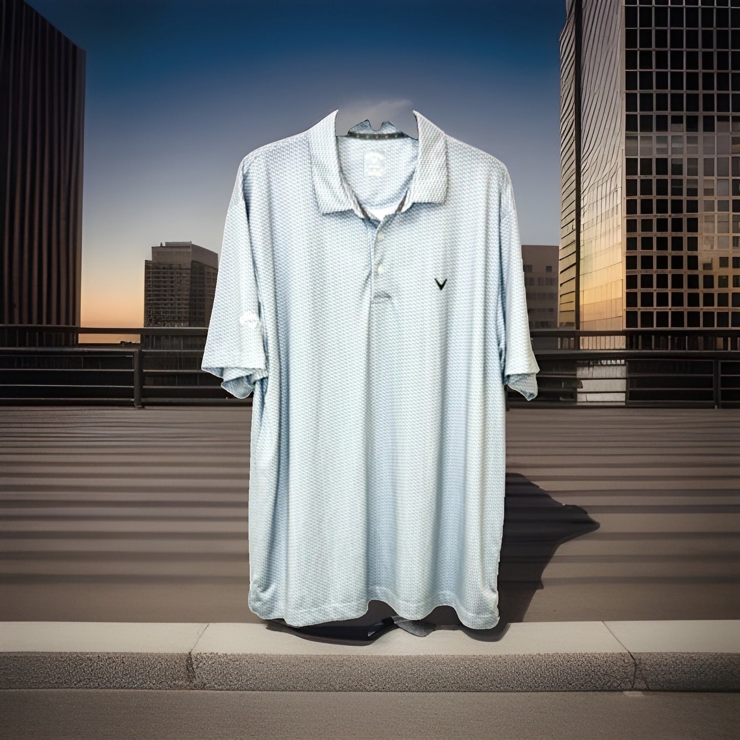 Callaway Golf Polo Shirt Men's Large Short Sleeve Light Blue Opti-Dri Stretch