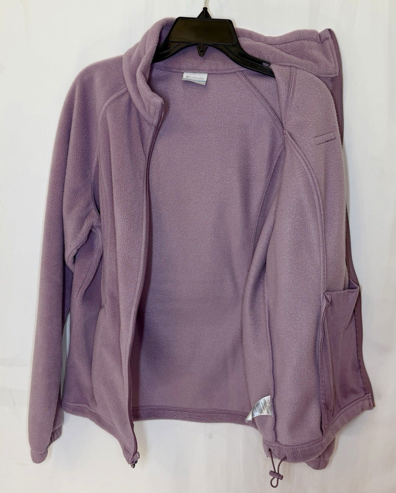 Columbia Women's Gray Polyester Jacket L Full Zip Solid Fleece Pockets Purple