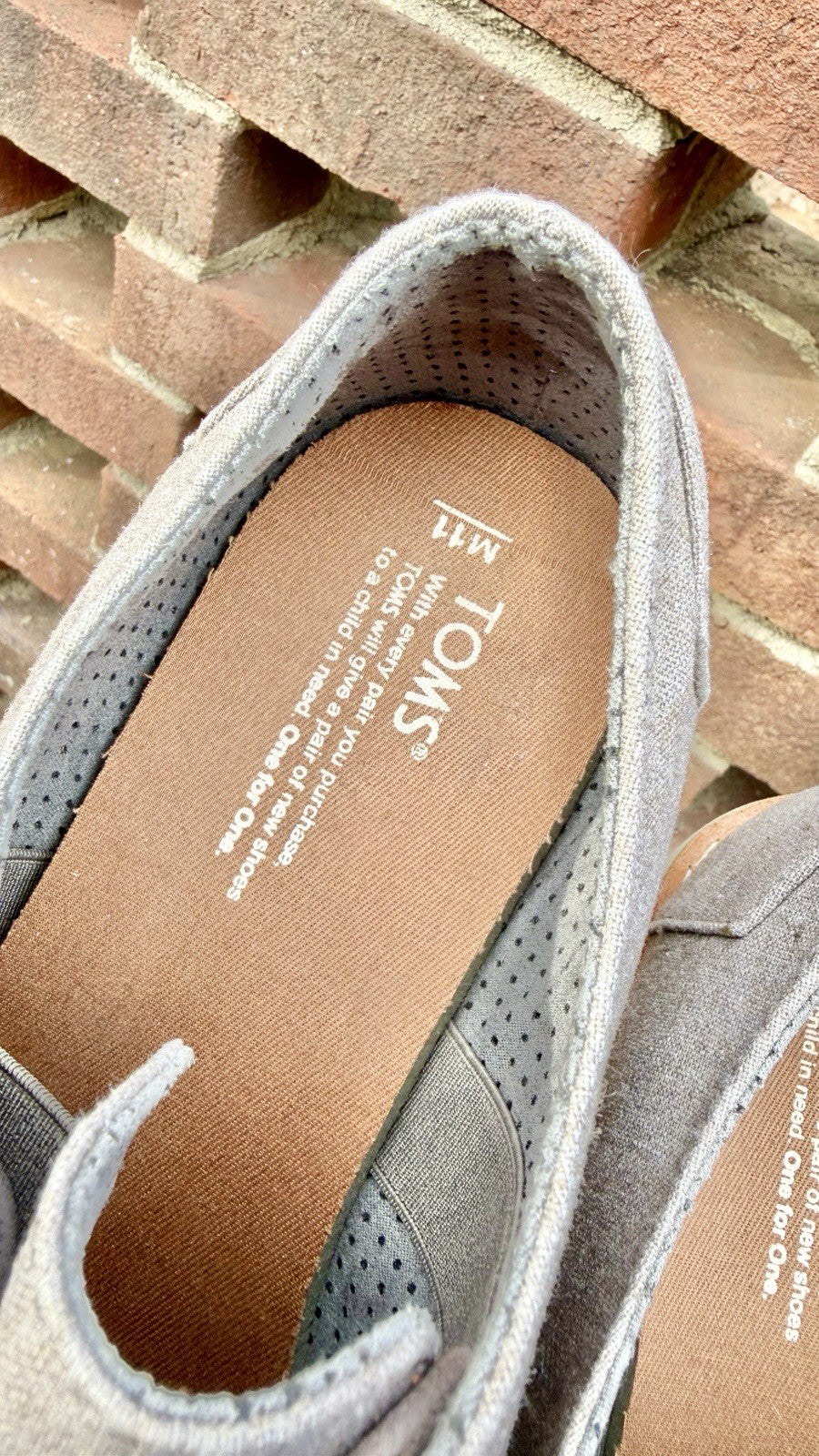 TOMS Brogue Oxford Men’s Size 11 - Dary Gray Leather/Washed Canvas - New w/o Box