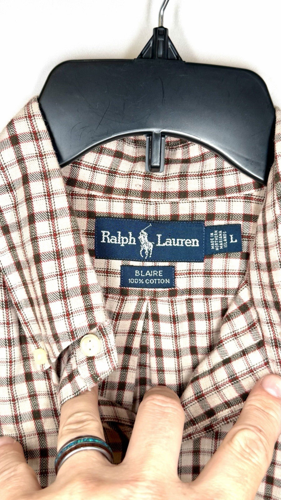 Polo Ralph Lauren Shirt Men Large Button Down Check Shepherds Gingham Blake