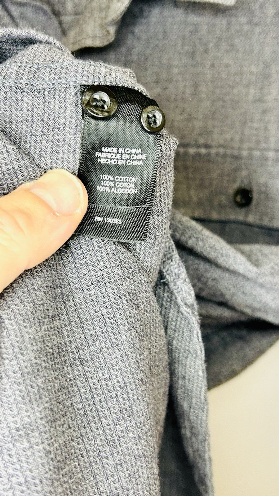 Kenneth Cole New York Men's Large Embroidered Button Up Shirt Gray Cotton