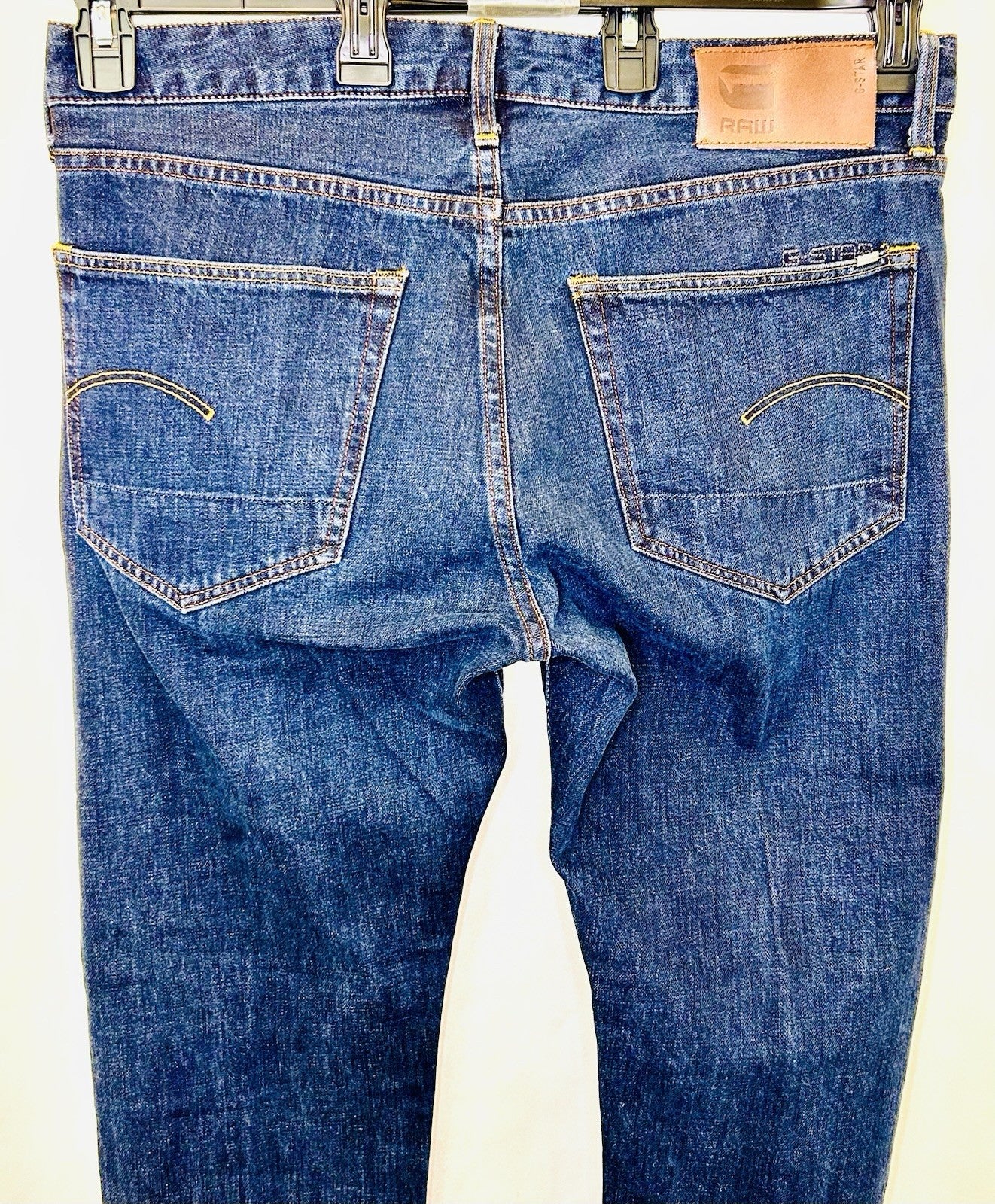 G-Star Raw Jeans Men’s 34x32 Blue Denim Slim 3301 Regular Tapered