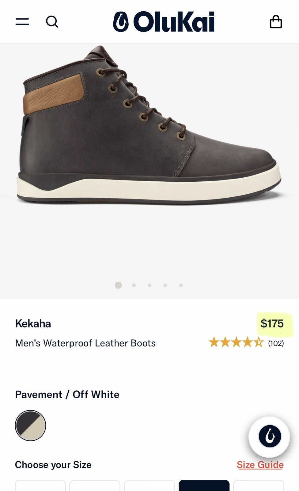 OluKai Kekaha - Men’s Waterproof Leather Chukka Boots - Size 11.5 - ($175 New)