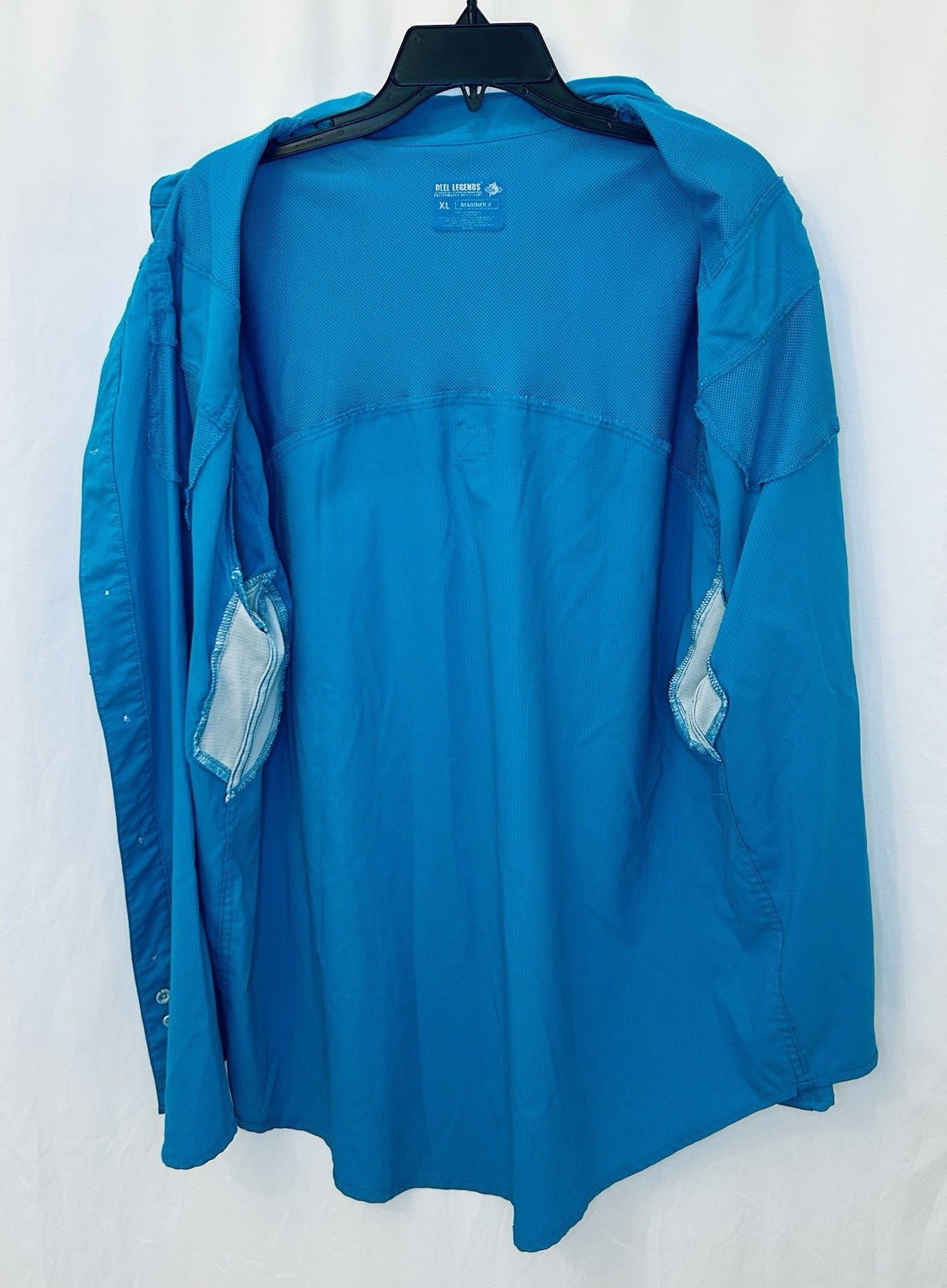 Reel Legends Shirt Adult XL Aqua Blue Vented Short Sleeve Fishing Hiking