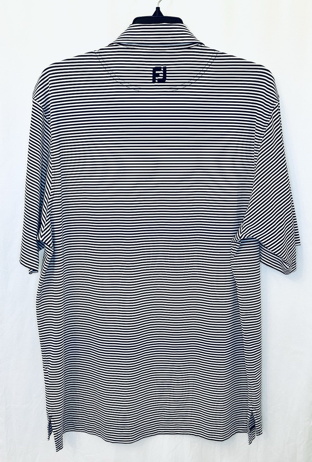FootJoy Golf Polo Shirt Navy Striped Performance Stretch Short Sleeve XL