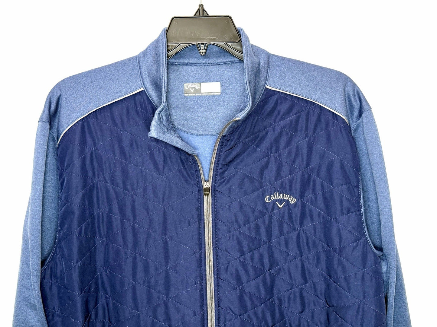Callaway Mens Golf Jacket Front Quilted Full Zip Long Sleeve, Blue, Sz XL