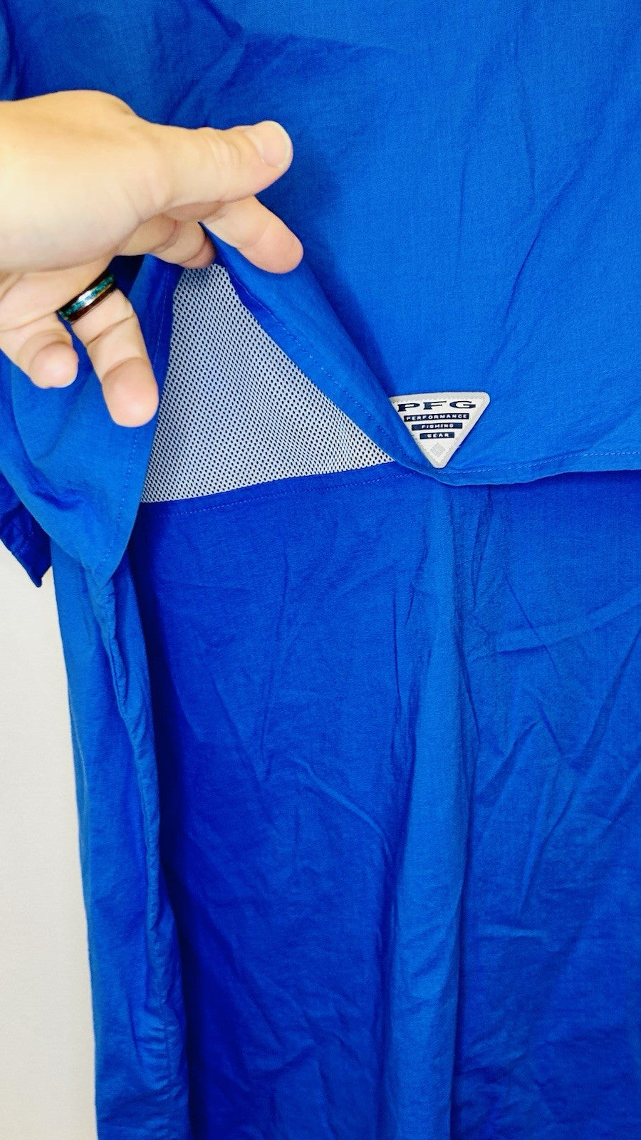 Columbia PFG Short Sleeve Shirt Sz XL Vivid Blue Fishing Button Down Vented 