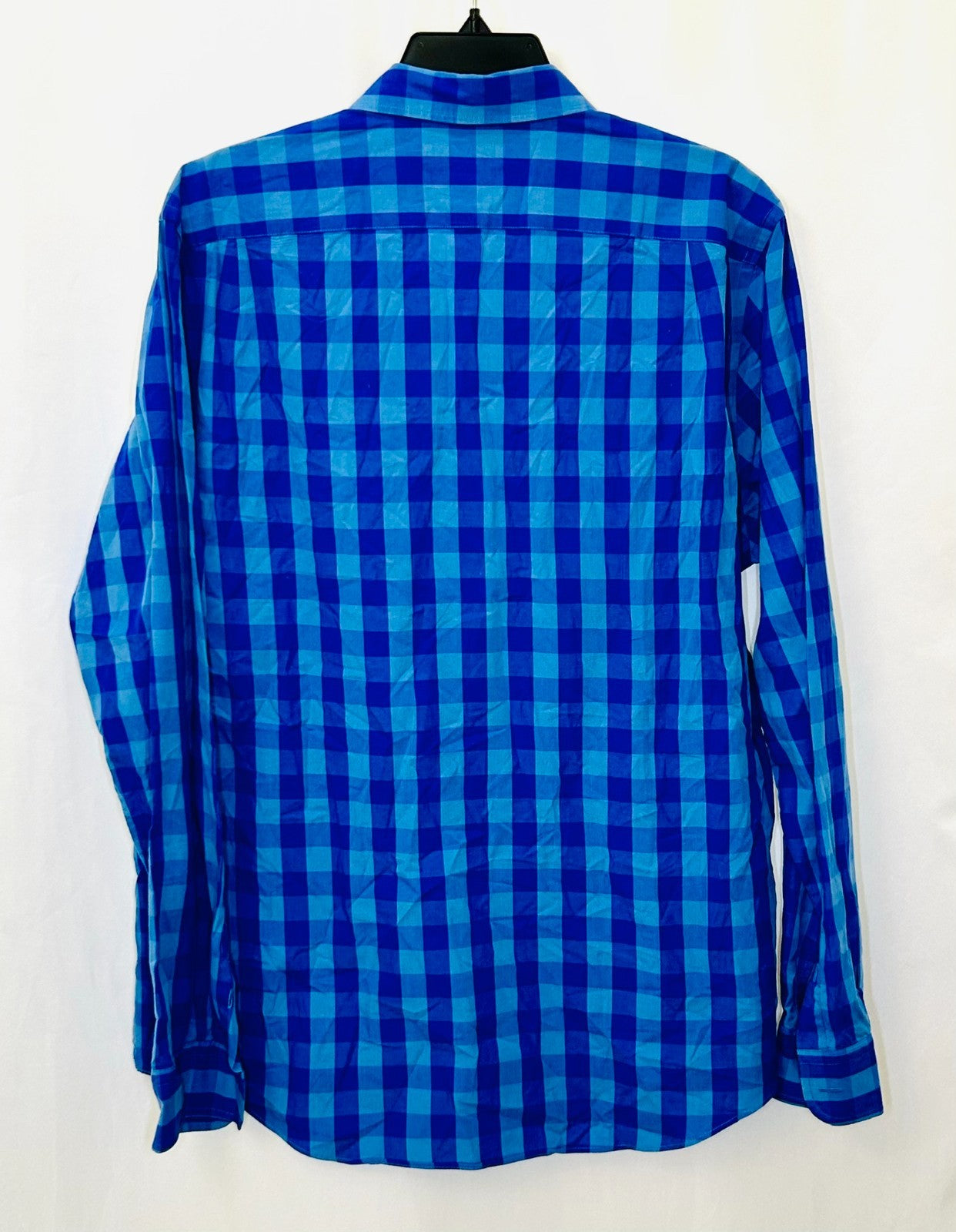 Goodthreads Mens Button Up Shirt  Large Blue Checkered Slim Fit Casual Cotton