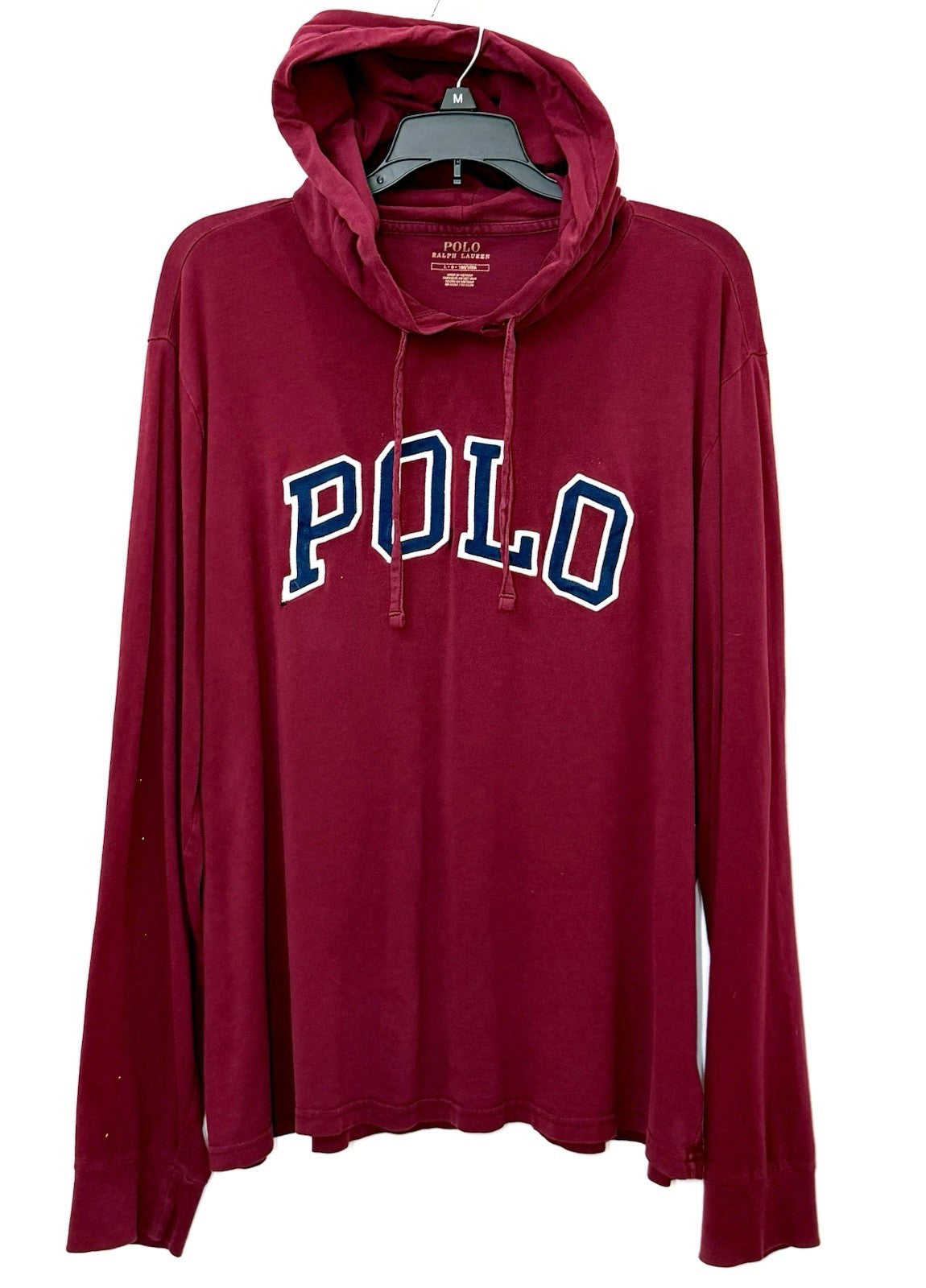 Ralph Lauren Polo Long Sleeve Hoodie Tee - Maroon - Men’s Size Large - SEE PICS!
