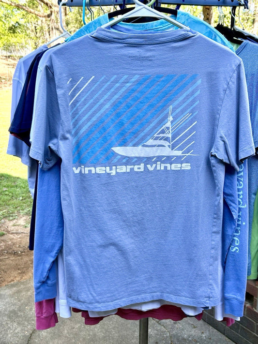 Vineyard Vine Men’s Small Blue Short Sleeve Boat Graphic Tee