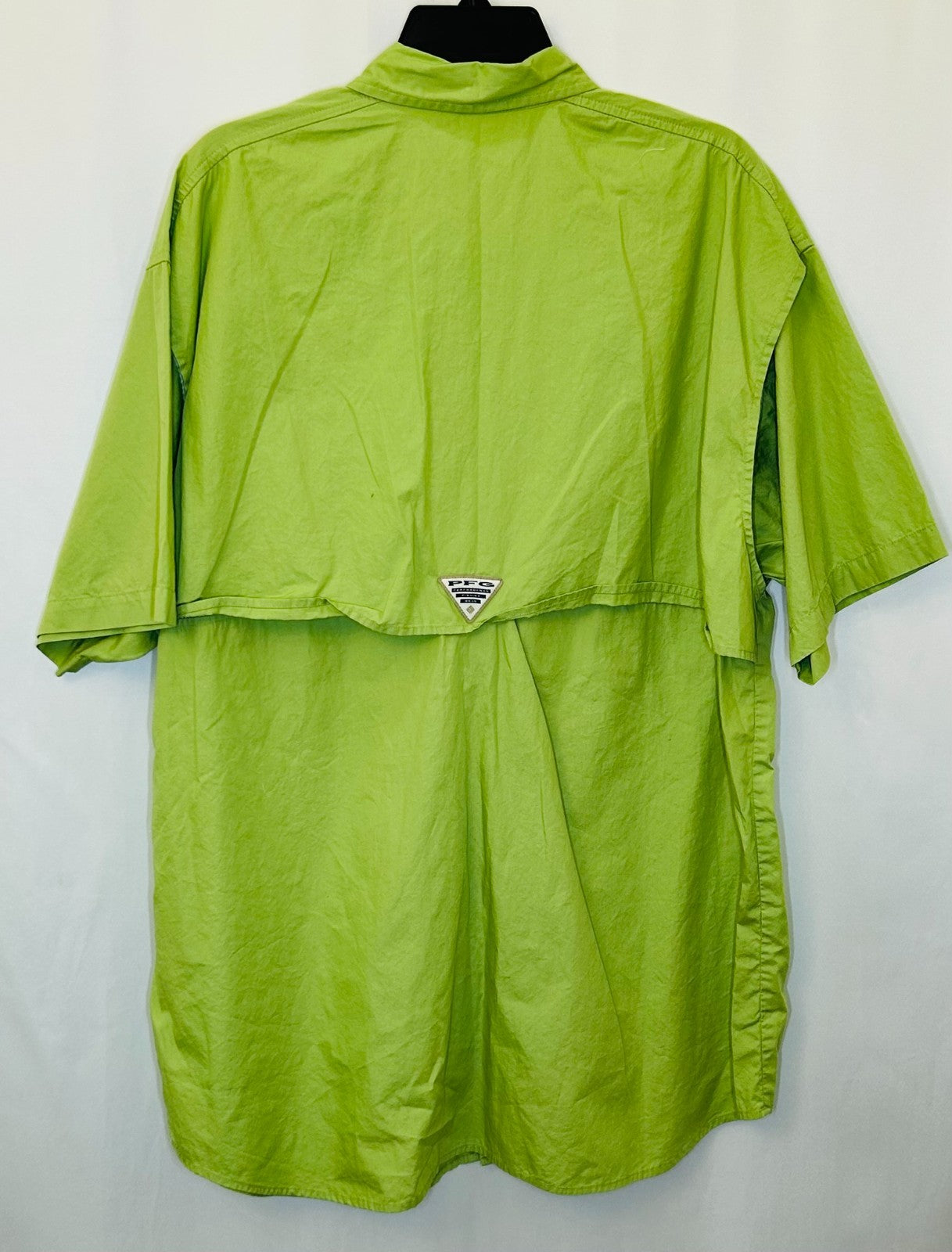 Columbia PFG Shirt Mens Large Green Bonehead Fishing Short Sleeve Vented Pockets