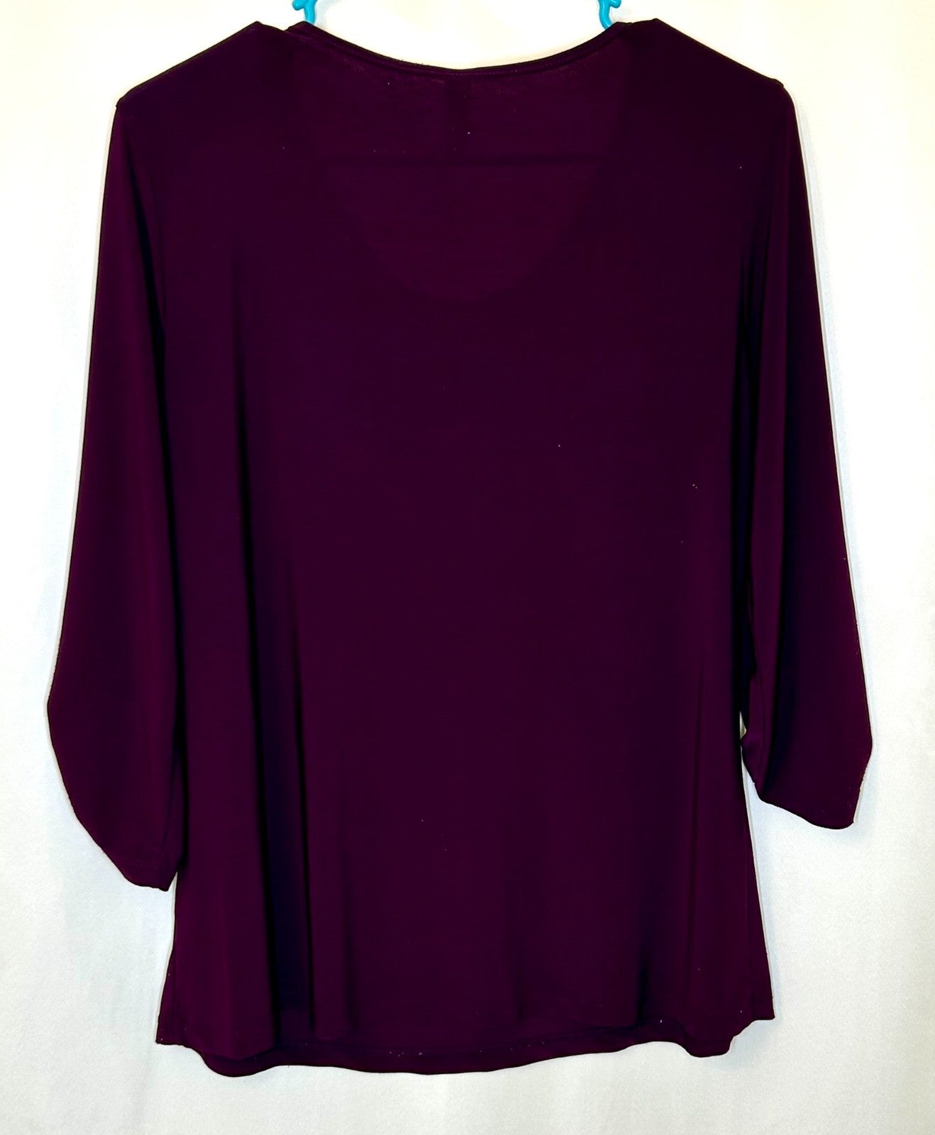 Perseption Purple V-Neck flowy Gold Color Hardware Blouse Women's Size Large