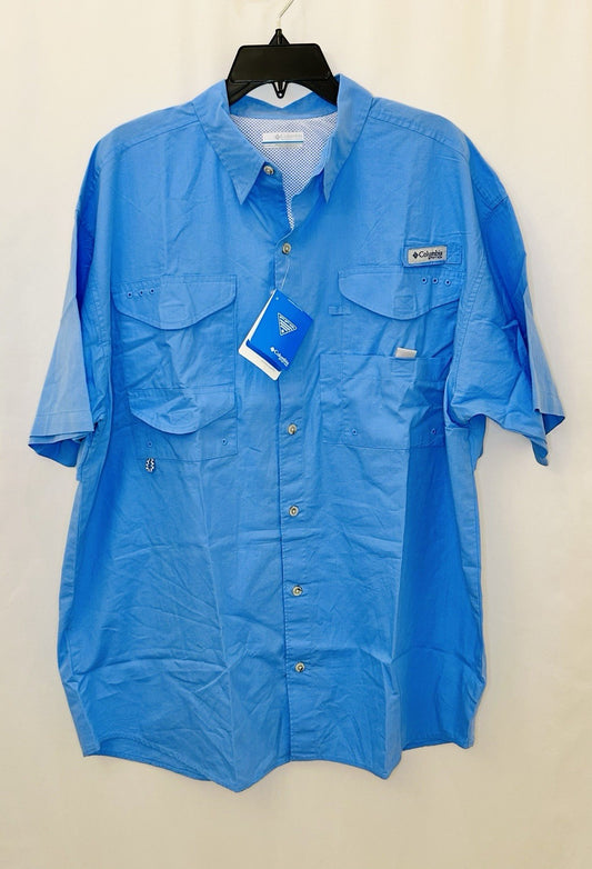 NWT Columbia PFG Bonehead Shirt Men’s Large Blue Button S/S Vented Fishing