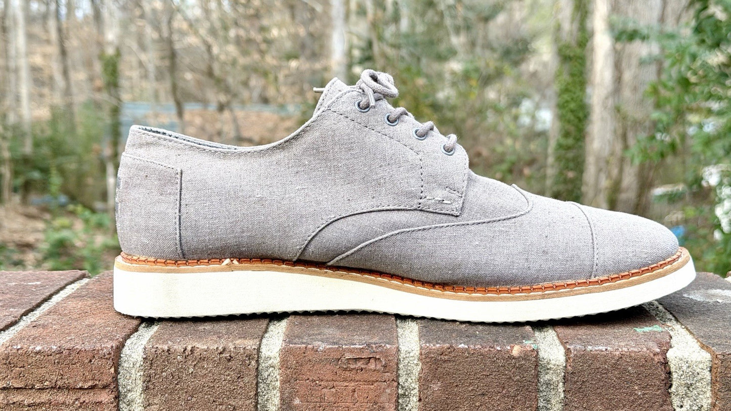 TOMS Brogue Oxford Men’s Size 11 - Dary Gray Leather/Washed Canvas - New w/o Box