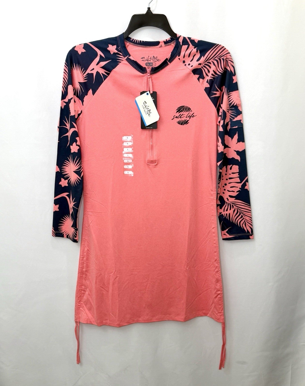 Salt Life Womens Escapism SLX Long Sleeve Performance Dress In Coral Heather NWT