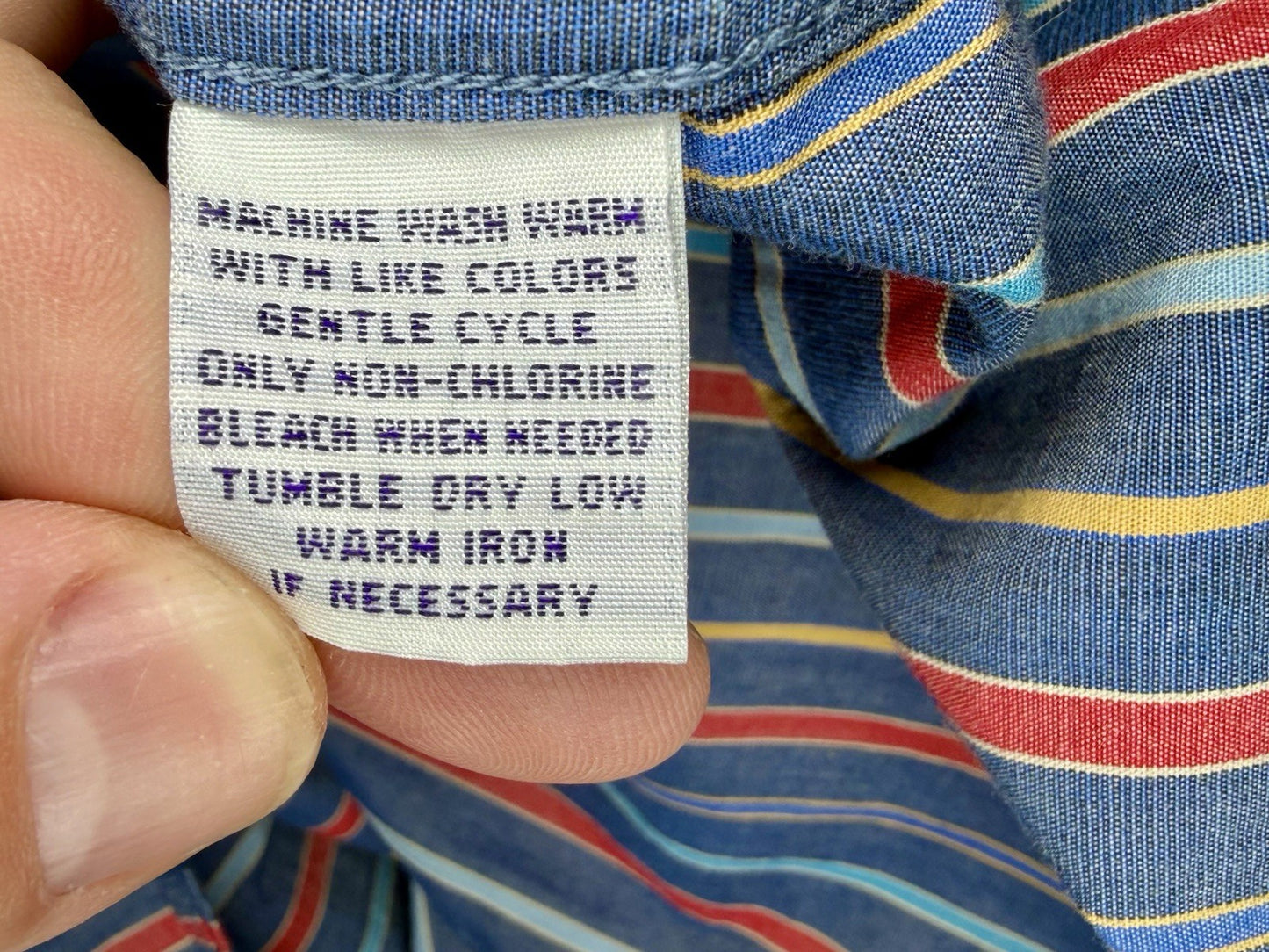 Alan Flusser Mens Medium Striped Button Shirt Blue Red Yellow LS Dress Casual EX