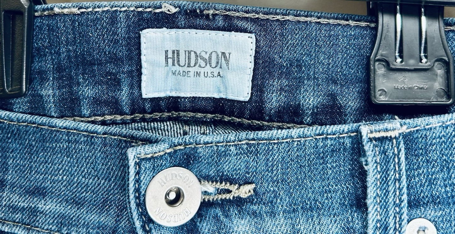 Hudson Jeans Mens 33x32 Byron Five Pocket Straight Blue Button-Fly Preppy City