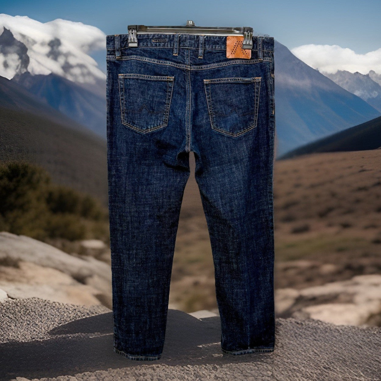 Alberto Pipe Regular Slim Fit Denim Blue Dark Wash 38x30 (Tag 38x34) $245 Retail