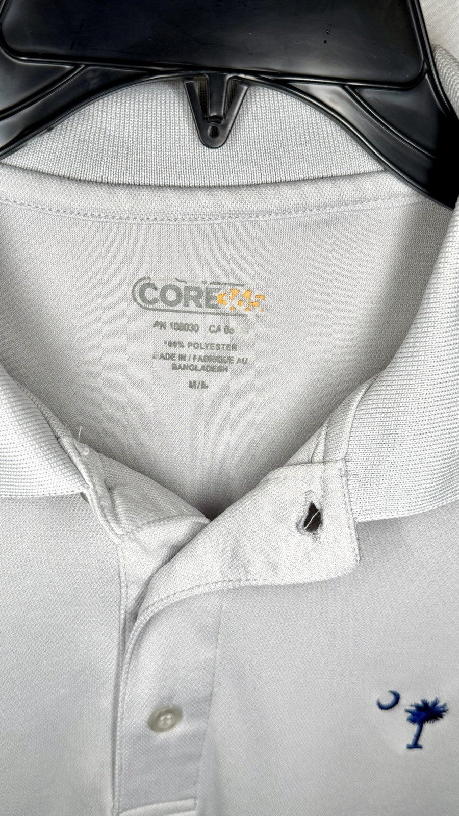 Core365 Grey Polo Embroidered With South Carolina Palmetto Tree MenSize Medium