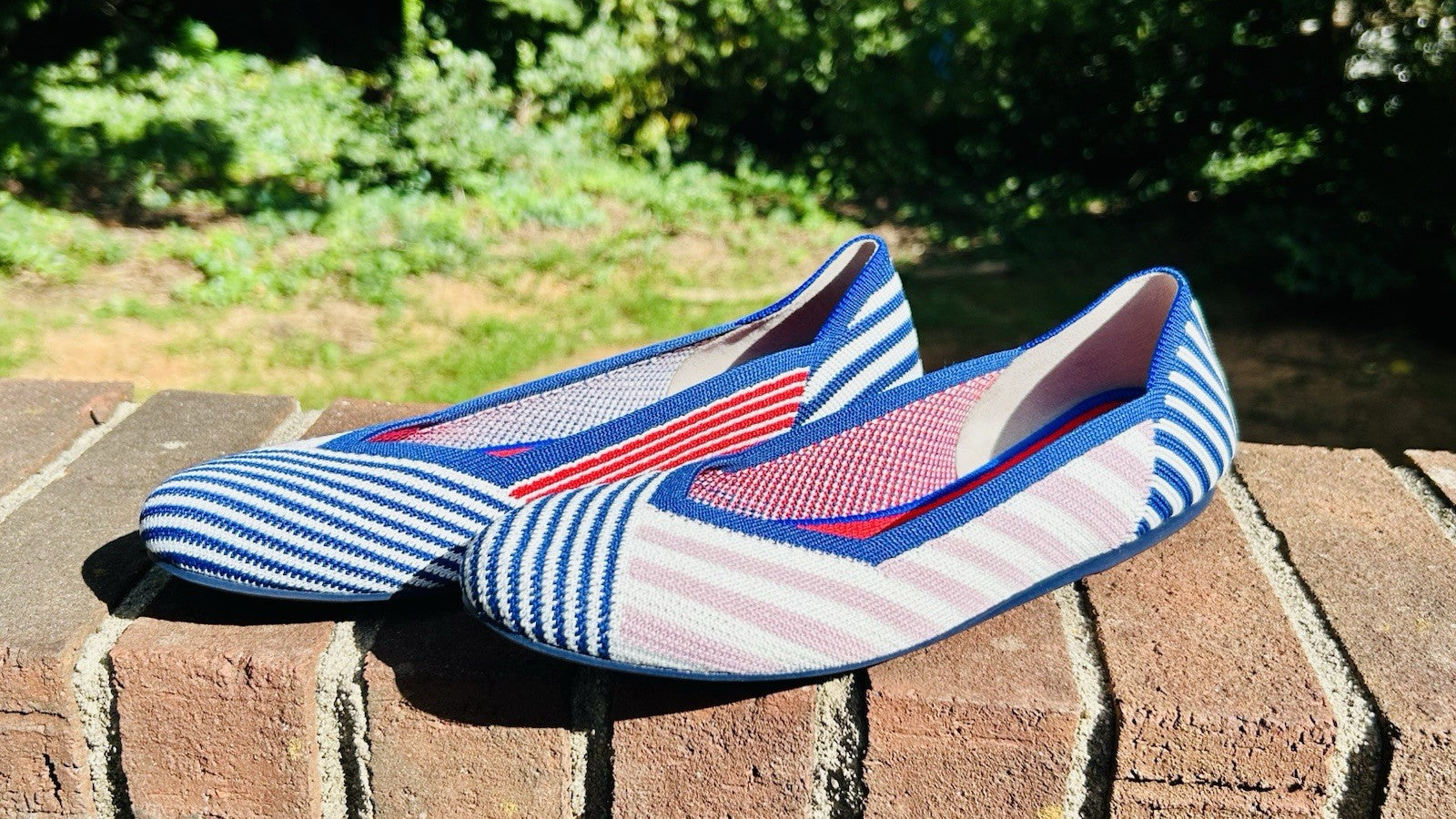 NWOT ROTHYS Pink Mixed Stripe Flat Rare Retired Size US 9
