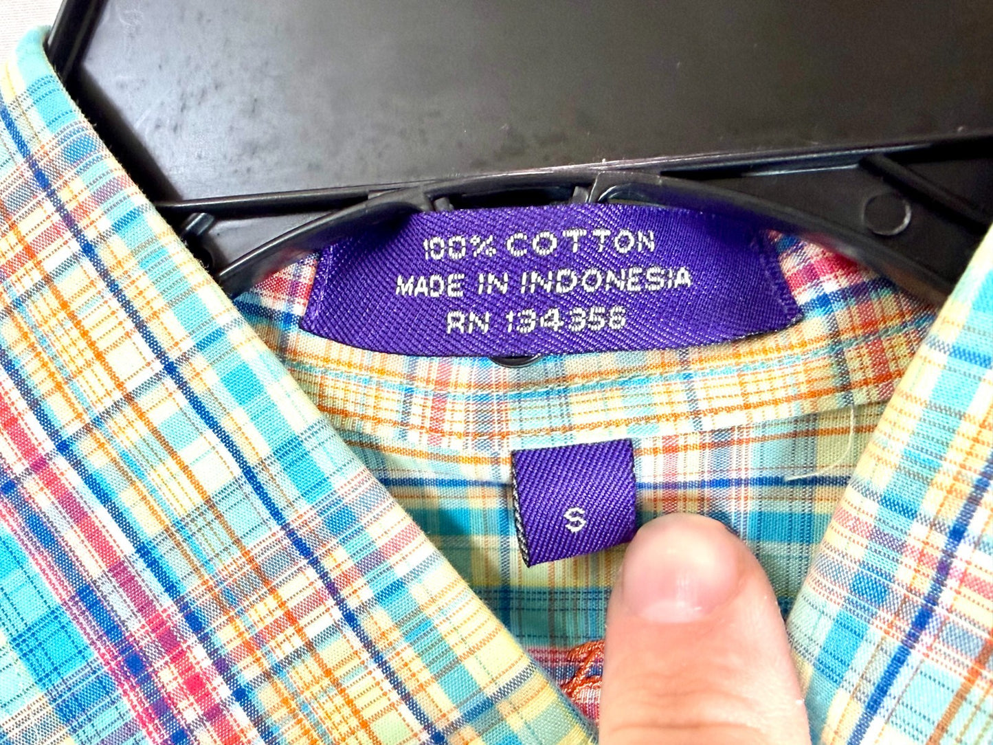 Alan Flusser Mens Small Short Sleeve Plaid Button Up Shirt Size S 100% Cotton