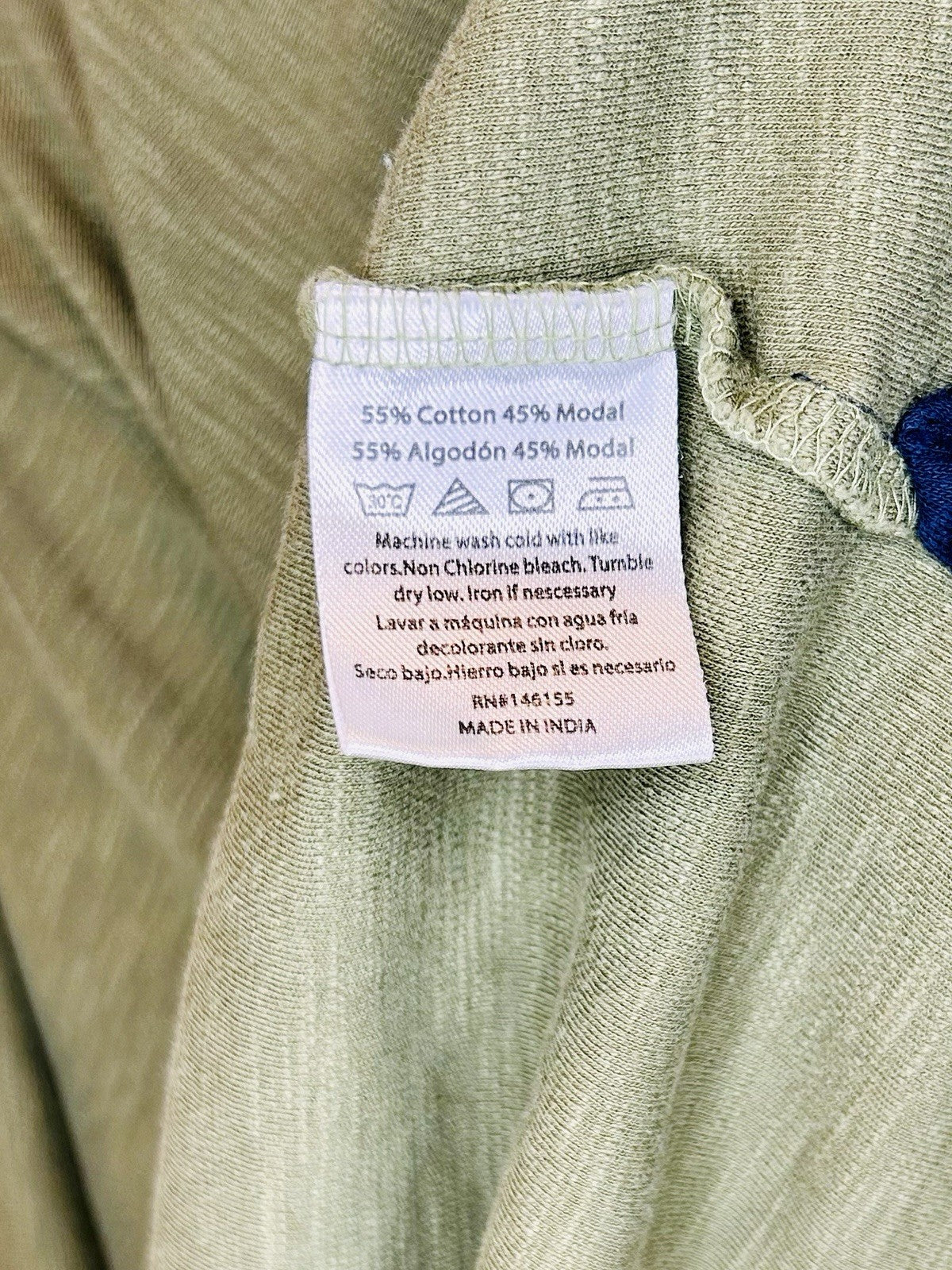 Fish Hippie 1/4 Zip Pullover L Men Olive Green / Navy Cotton Modal Made India