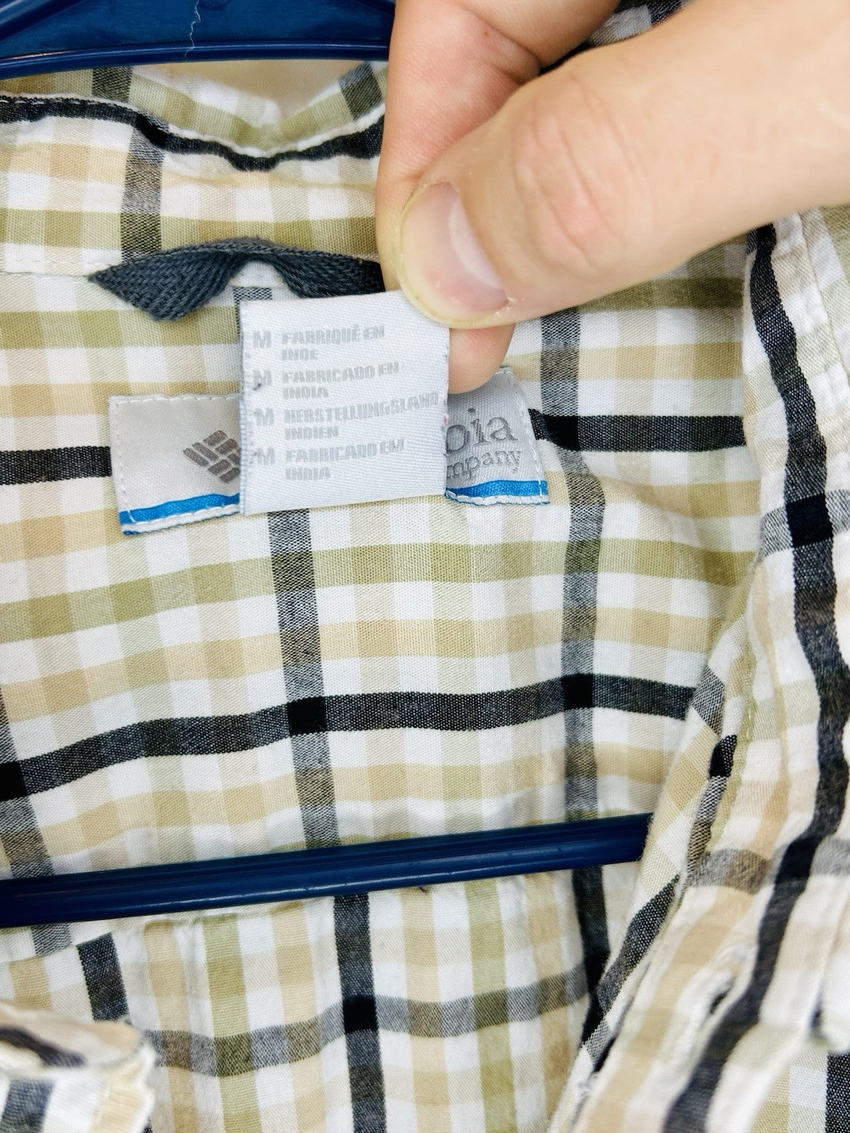 Columbia Plaid Button Up Shirt Long Sleeve Outdoor Casual Yellow White Medium