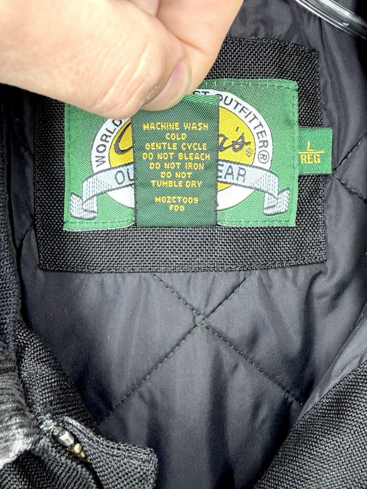 Vintage Cabelas Outdoor Gear Jacket Mens L Black Nylon Quilted Insulated Work